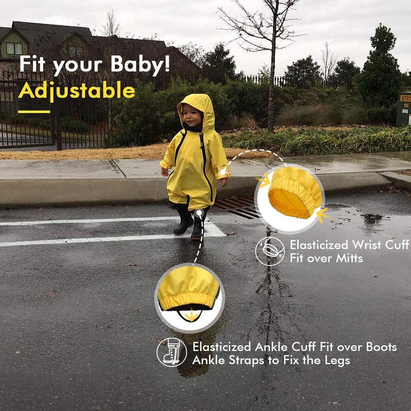 HAPIU Kids Toddler Rain Suit Muddy Buddy Waterproof Coverall,Yellow,18M,Original - Image 3